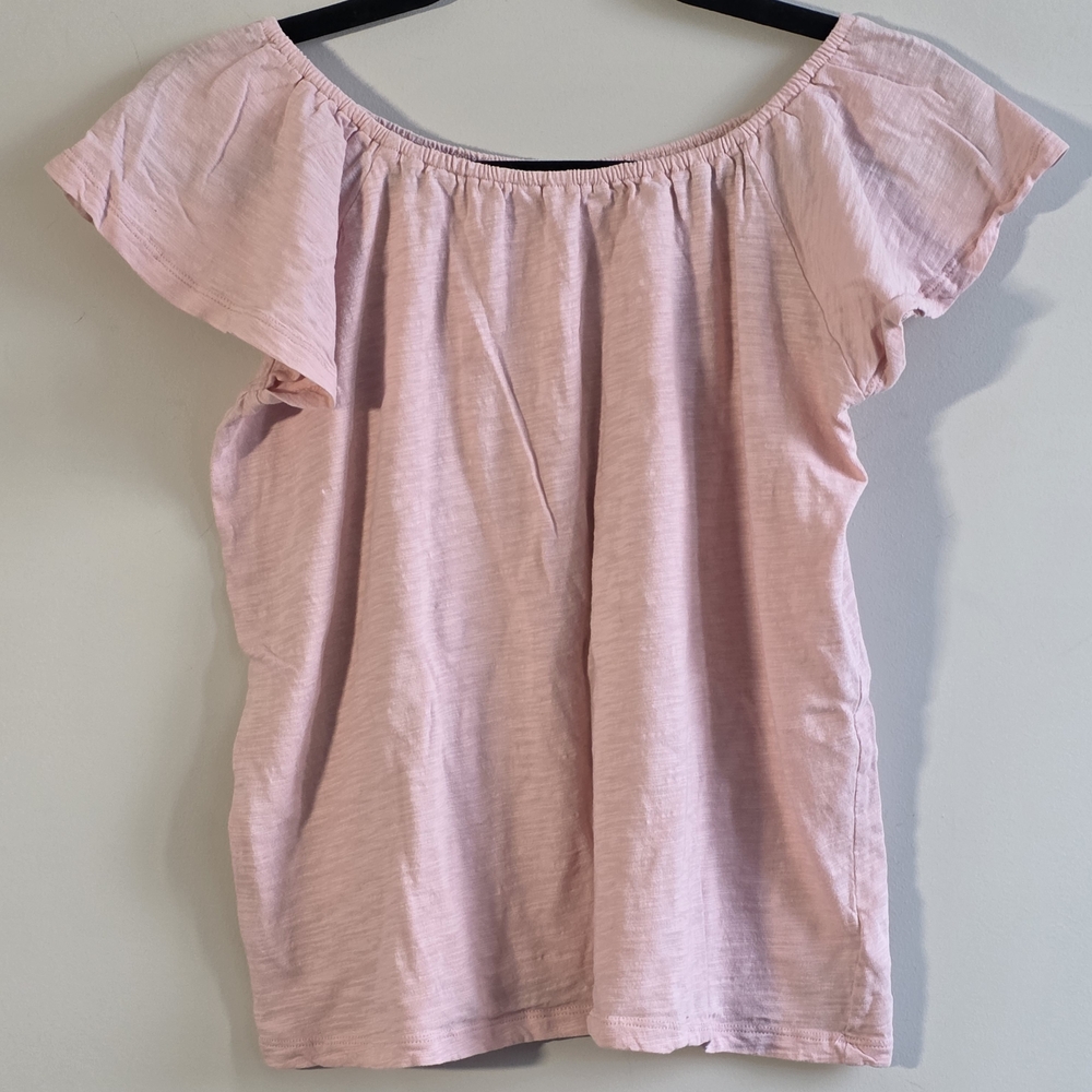 Light Pink Flutter Sleeve Jersey Top - Girls Size XL